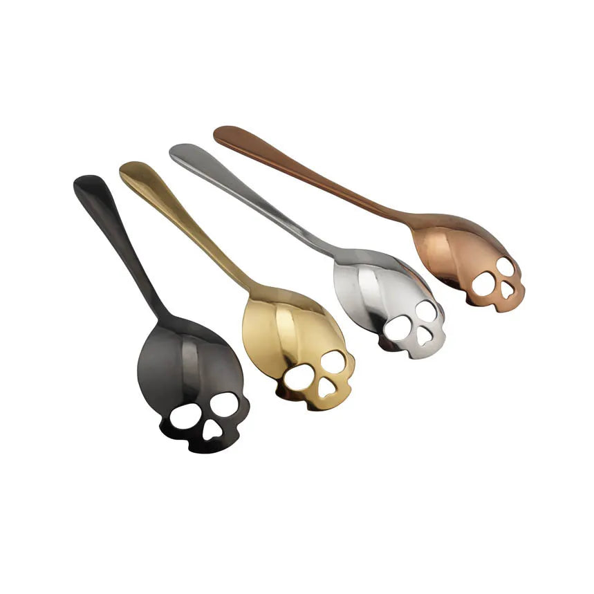 &Creative 304 Stainless Steel Skull Coffee Spoon Dessert Tea Sugar Scoop For Home Kitchen Bar Coffee Shop Party Accessories Gift