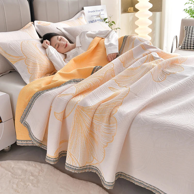 Blanket Jacquard Bedspread Skin-friendly Towel Blankets Simple Style Plaid Single/Queen Air Conditioning Blanket