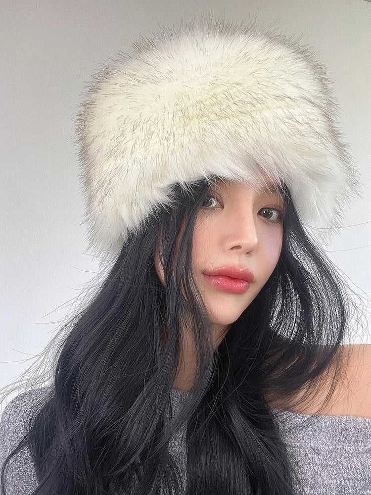 Winter Hat For Women's High Quality Imitation Mink Fur Thickened Warm Pullover Beanie Fashion Y2K Same Style Plush Flat Cap