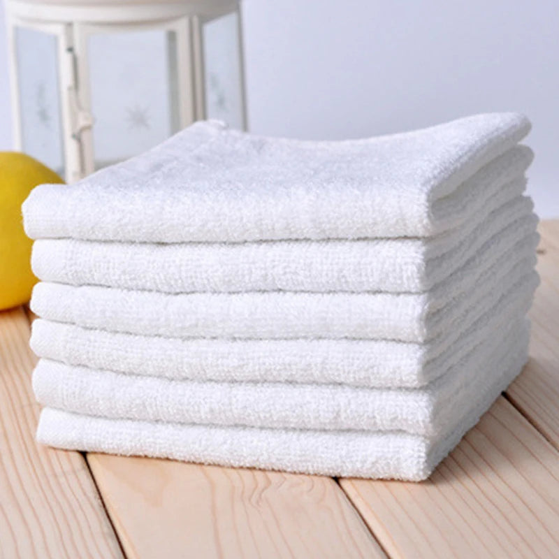 10PCS White Soft Cotton Face Towel Hotel Bath Towel Wash Cloths Hand Towels Portable Multifunctional Cleaning Towel 25cm 30cm