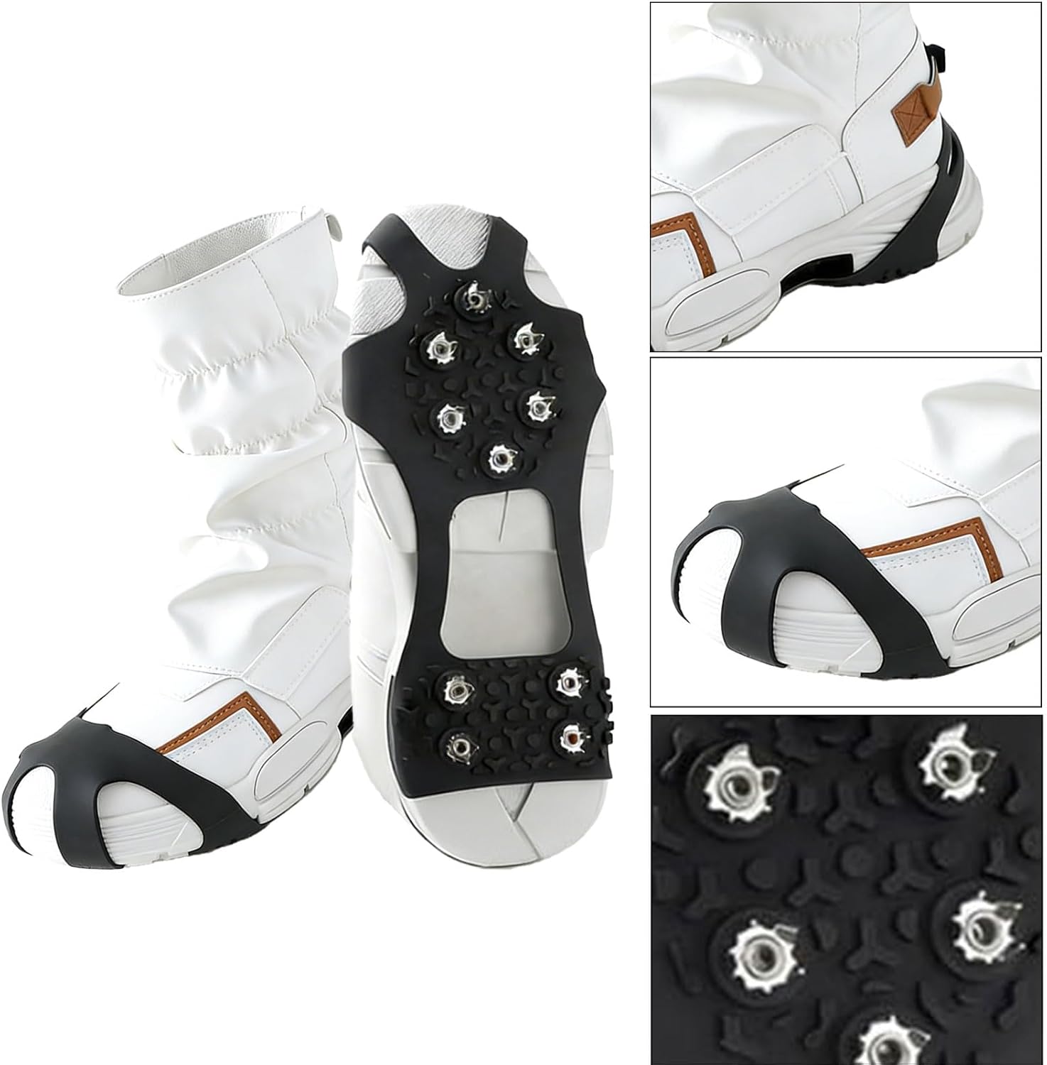 Ice Grips for Shoes and Boots, 2026 New Snow grips over Shoes, Anti-Slip Crampons 10 Studs Traction Cleat for Women Men Kids Hiking Fishing Walking Jogging