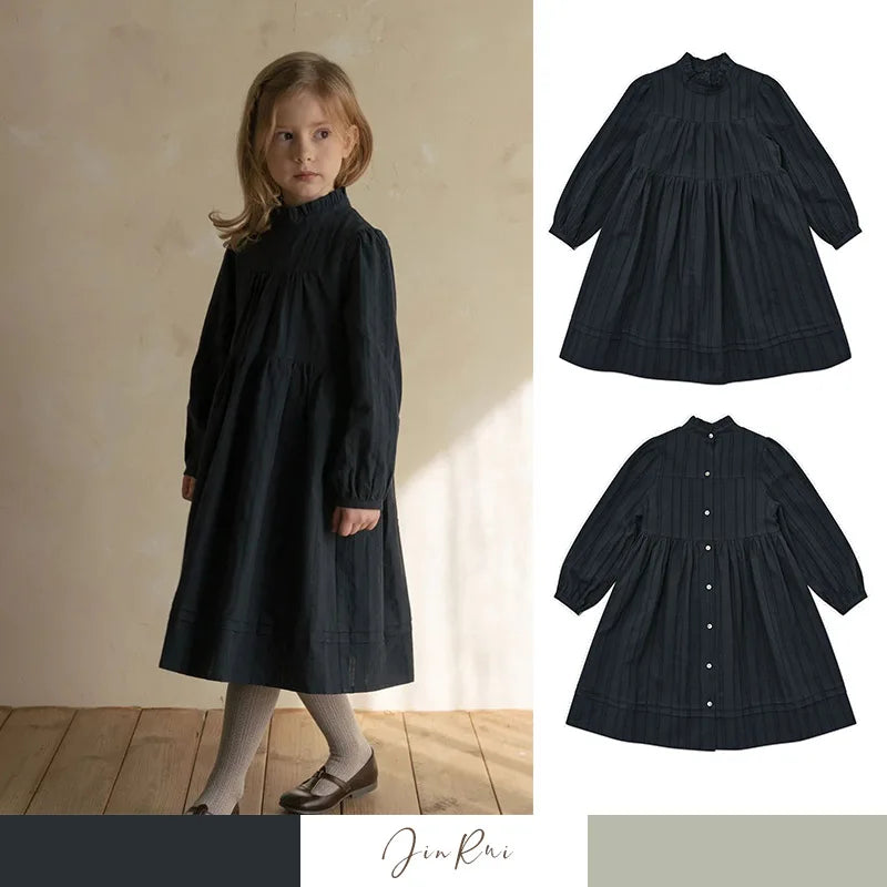 Girls Dress 2024 Autumn Printing Fashion Children Dress Cotton Thickened Warm Girls Jacket Cardigan Jumper Children's Clothing