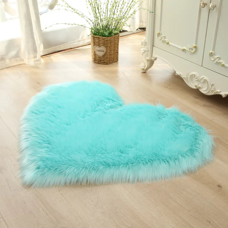 Carpet In The Living Room Large Rugs Plush Heart Shaped Non-Slip Bedrooom Modern Carpet Furry Floor Mat Children's Room Decor