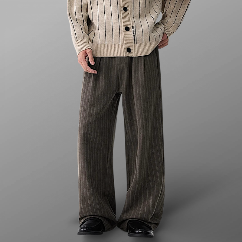 Pinstripe pleated pants