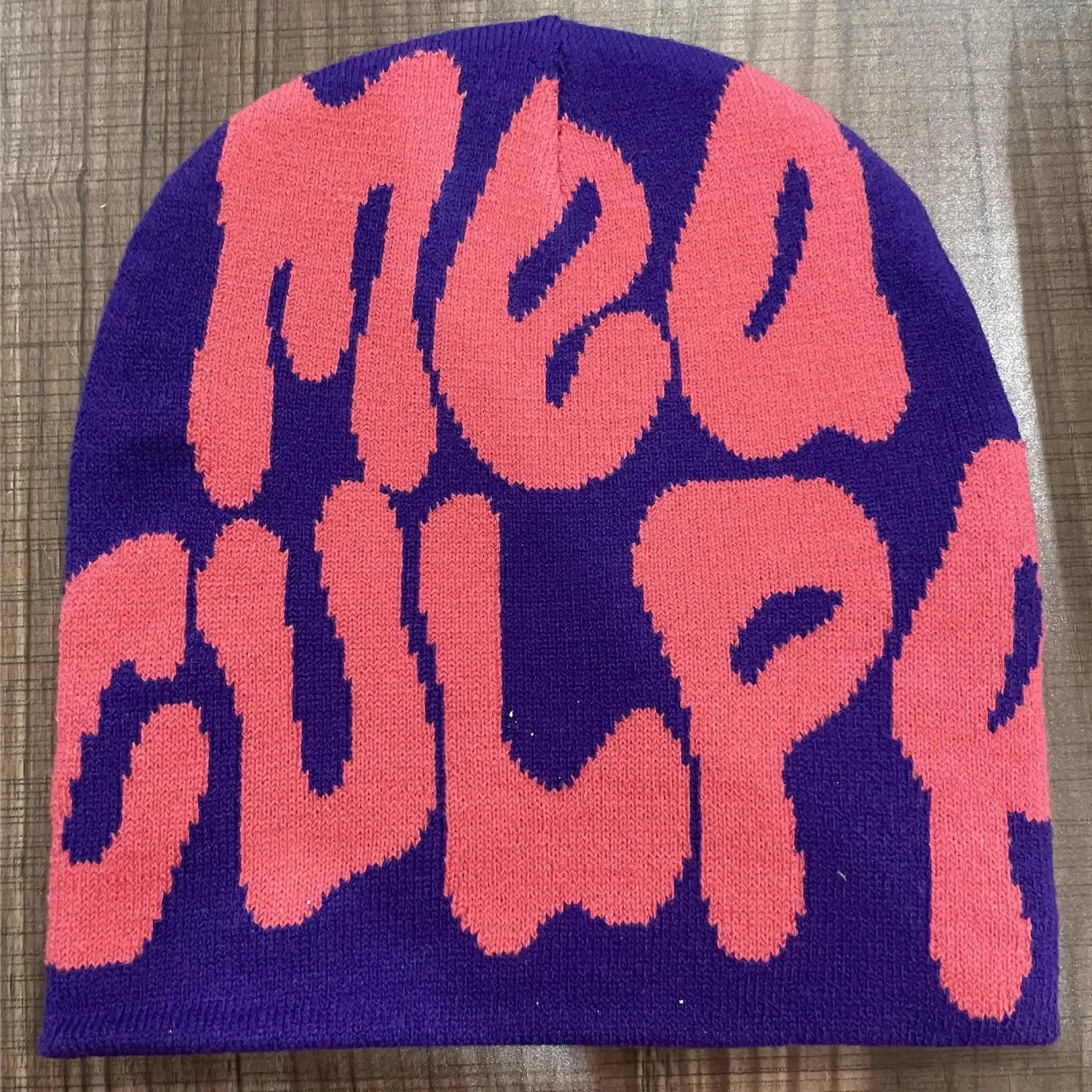 Mea Culpa One Size Fun Day Beanie Hat Pink Gray Green Yellow Black One Size Acrylic Hat