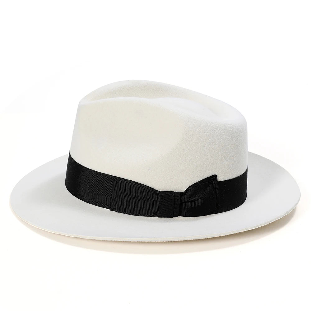 British White Men Fedora Hat Wool Felt Hat 61 cm Satin Lined Big Size XL