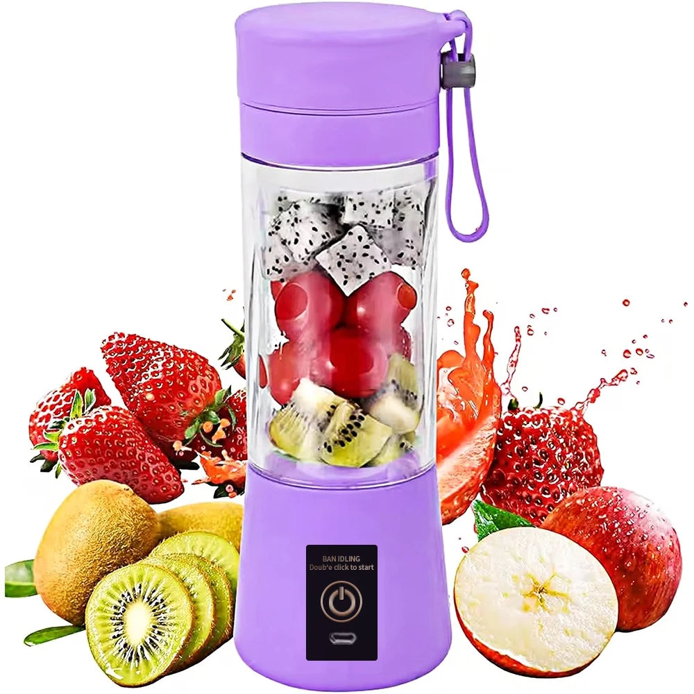 Mini Portable Blender Juice Mixer Shake Bottle 6 Lamins + USB Cable 380ml