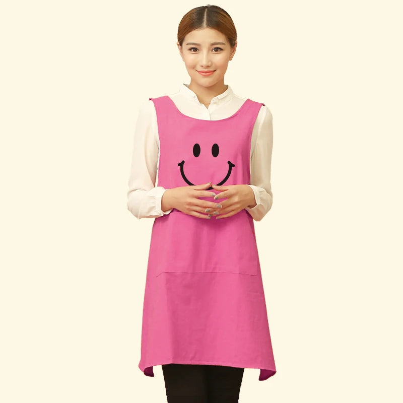 &Cute Funny Japanese-style Apron Work Clothes Home Kitchen Cooking Breathable Cotton Waist Pinafore Women Apron