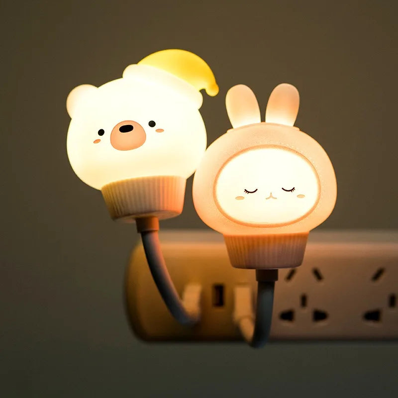 USB LED Night Light Chlidren Cute Cartoon Animal Night Lamp Cute Bear Duck Kitten Remote Control for Baby Kid Bedroom Decor Lamp