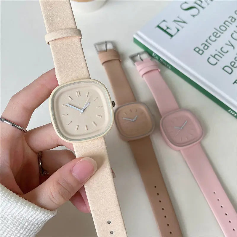 UTHAI H109 New Watch Macaron Candy Watch Women's High Beauty Quartz Watches Student Milk Tea Creative Fashion Art Watch Clock