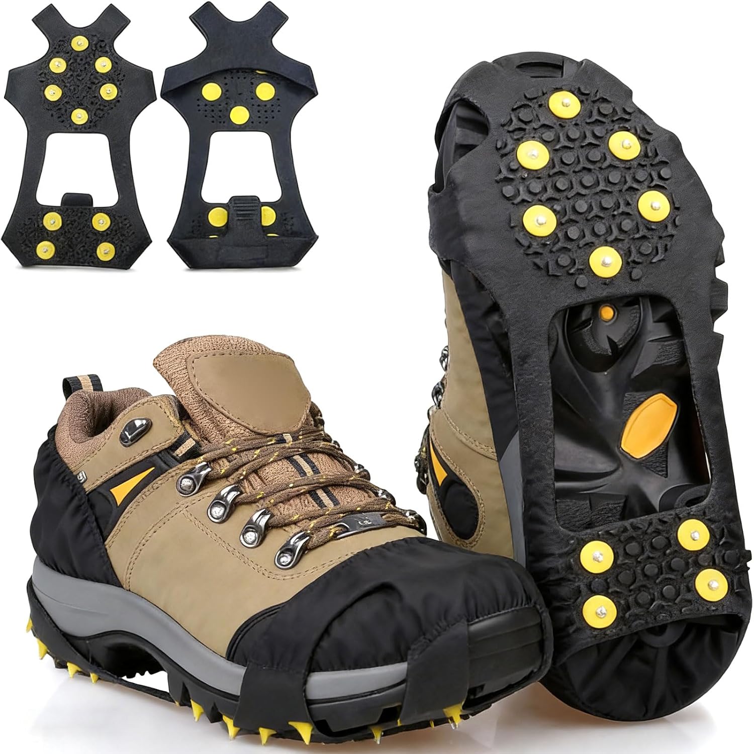 Spikes für Schuhe Winter mit 10 Anti Rutsch Spikes, 2026 Neu Schneeketten für Schuhe, Geeignet Zum Wandern, Wandern, Eisfischen, Schnee, EIS Usw. Winterliche Outdoor AktivitäTen
