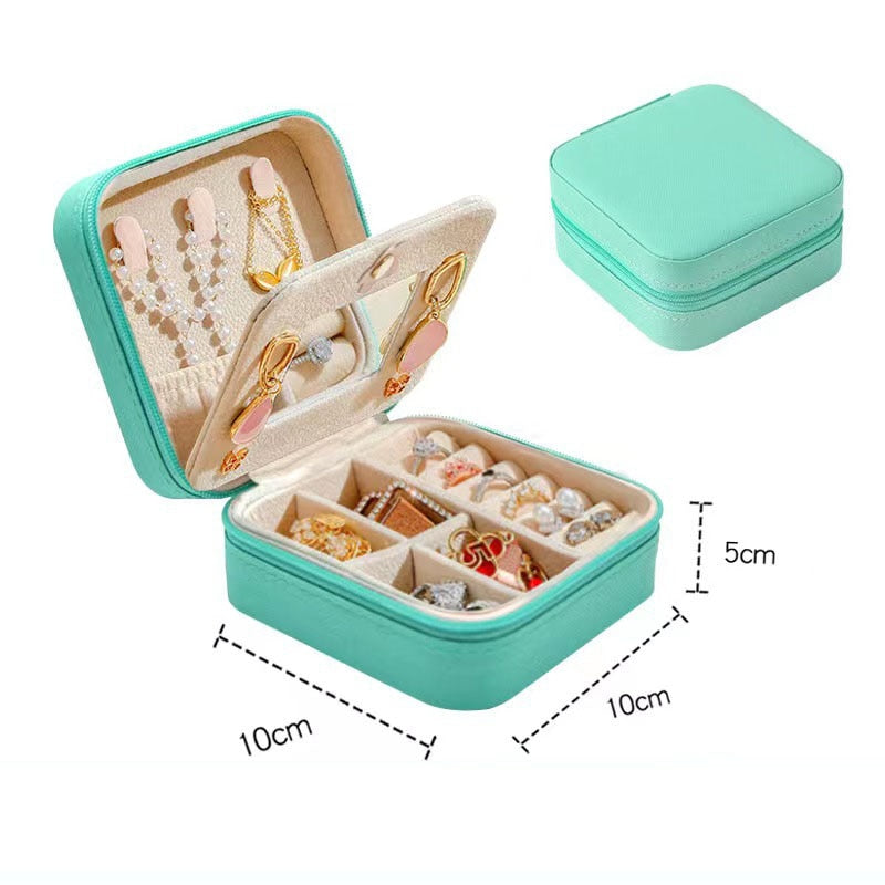 Portable Jewelry Storage Box Travel Organizer Jewelry Case Leather Storage Earrings Necklace Ring Jewelry Organizer Display