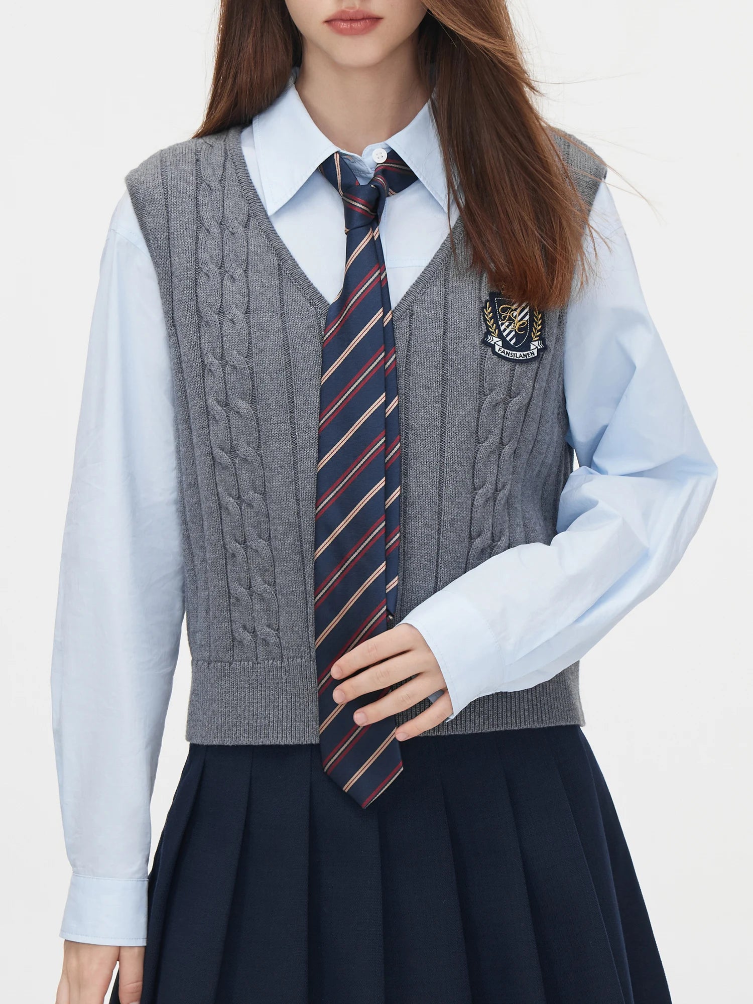 Wool Women Sweater Vest Sleeveless V-Neck Navy Blue College Style Female Autumn New Short Wool Vests