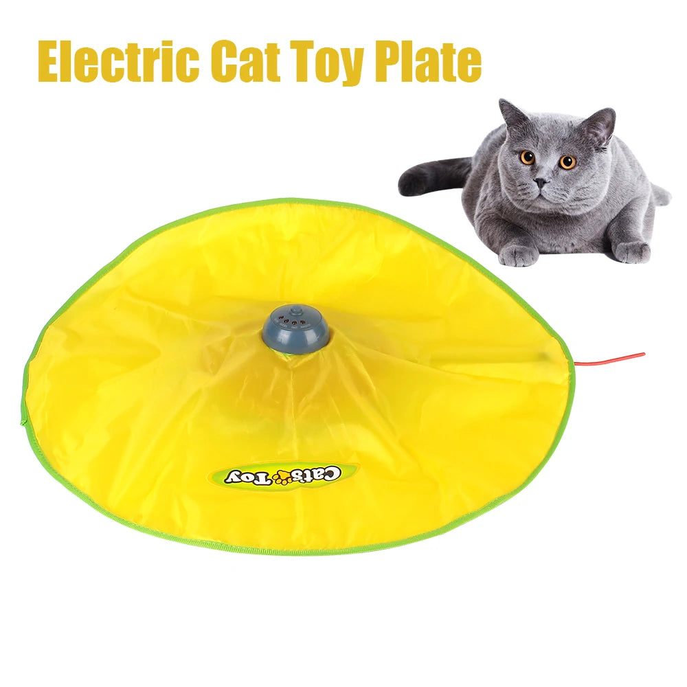 4 Speeds Automatic Motion Undercover Mouse Fabric Moving Feather Electric Cat Toy Plate Interactive Pet Toy For Cat Kitty