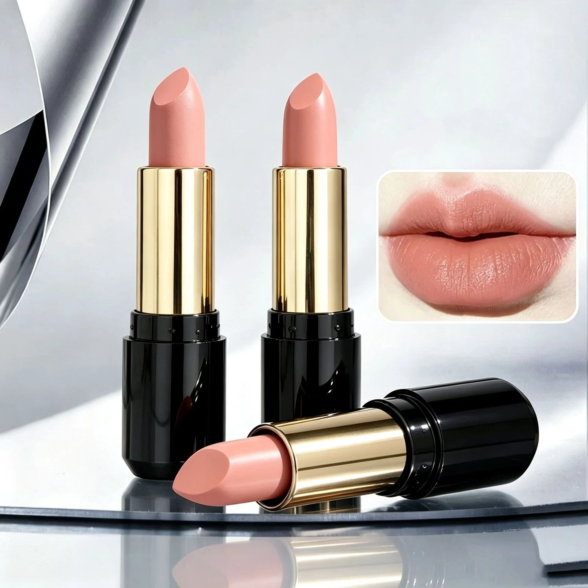 Cinnamon Nude Pink Brown Lipstick Matte Moisturizing, Long Lasting Non-Fading Nude Lip Color, Smooth Velvet Finish Daily Makeup