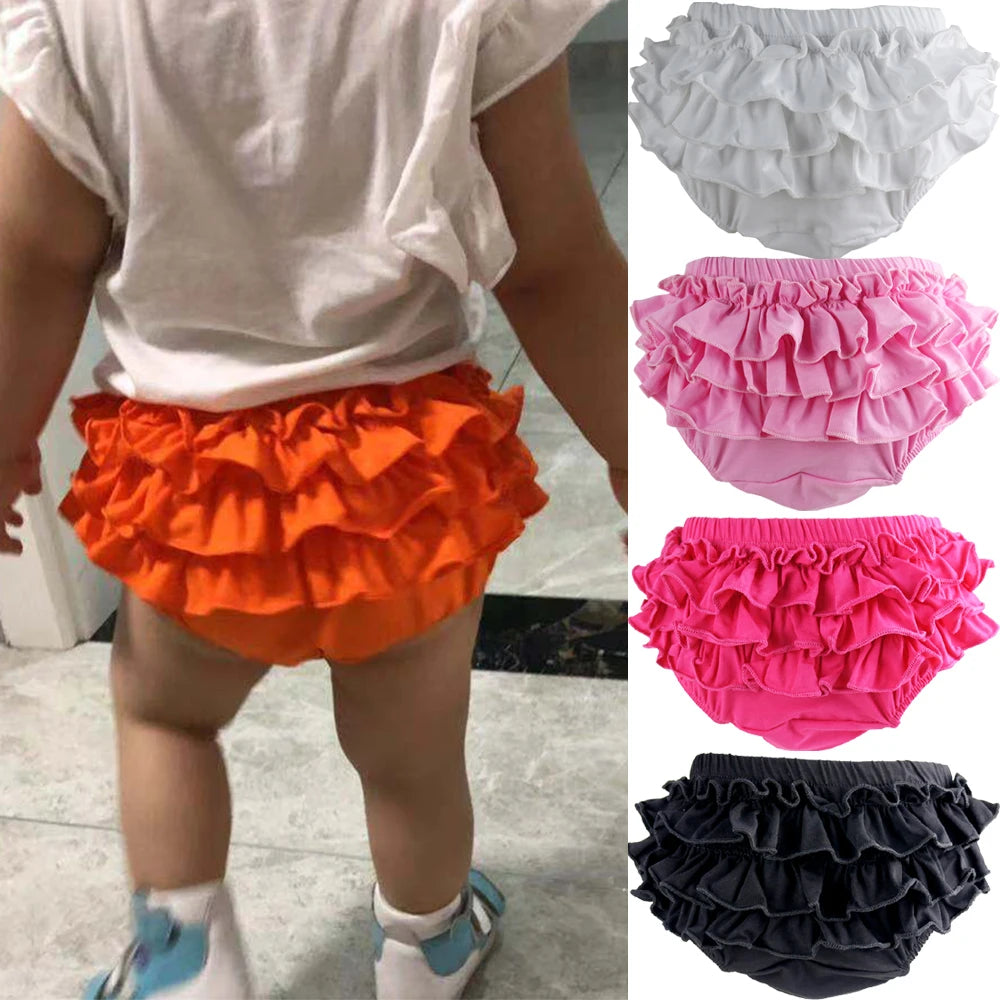 Baby Cotton Ruffle Bloomers shorts Cute Baby Diaper Cover Newborn Candy Shorts Toddler fashion Summer Soft Pants Ruffle Bloomers