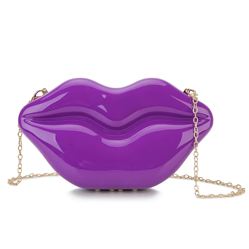 Sexy Red Lips Design Women Party Clutch  Evening Bag  Dazzling Female Chain Bag Crossbody Bag Purses and Handbags Pouch Fashion