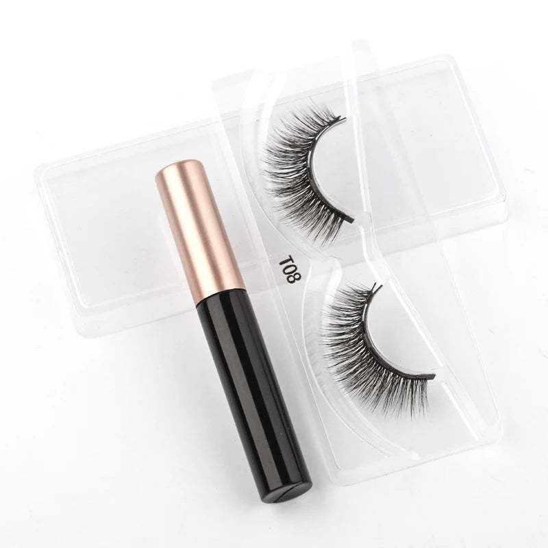 Magnetic Eyelashes Set 1/2/3 Pairs Natural Long False Eyelashes Soft Mink Lashes Waterproof Liquid Eyeliner Tweezer Makeup Tools