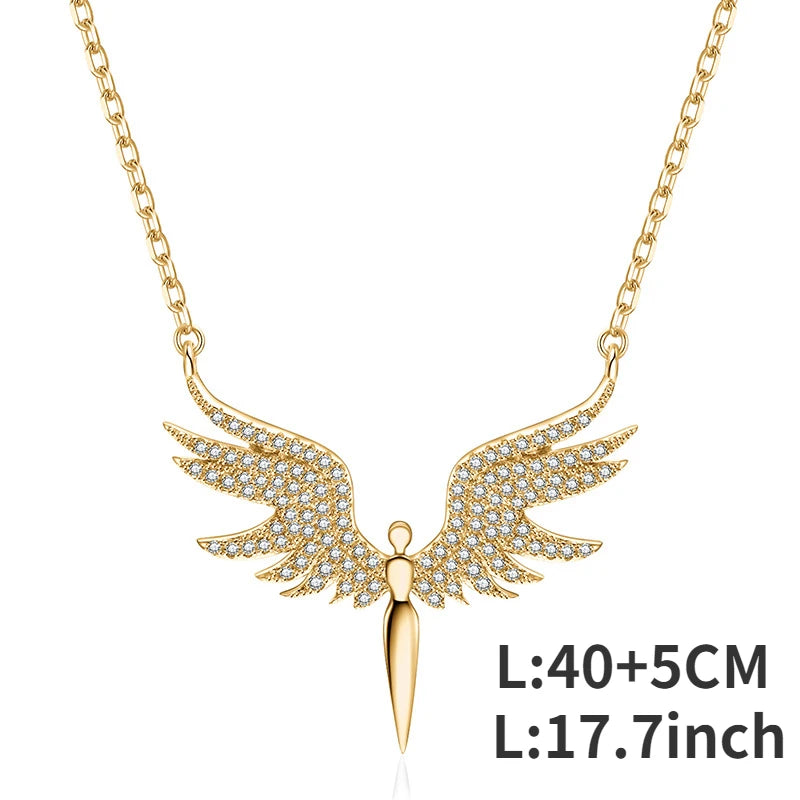 Stainless Steel Angel Wings Pendant Necklaces for Women Fashion Jewelry