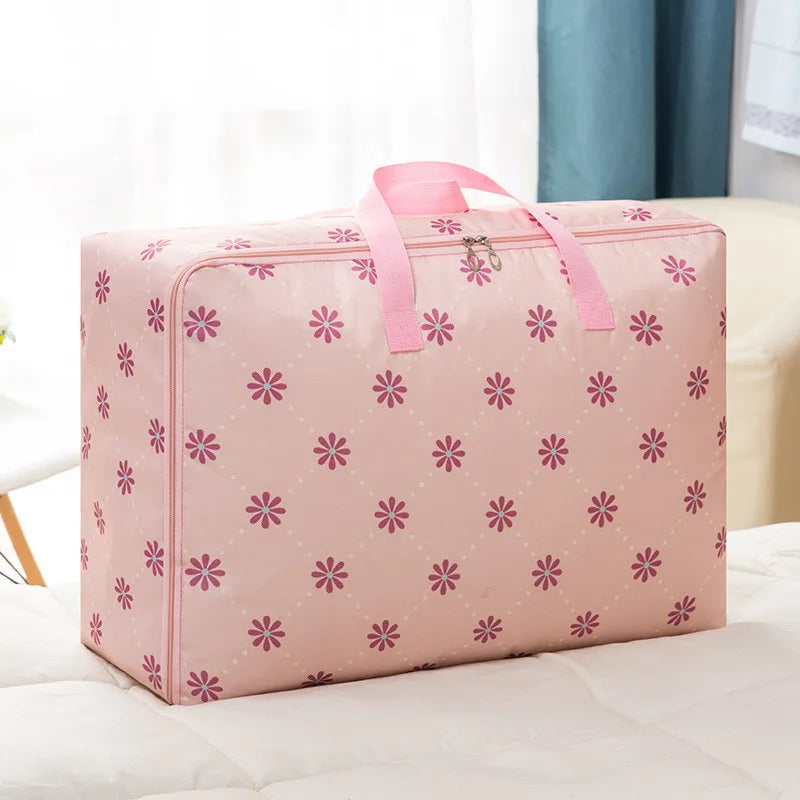 Waterproof Oxford Cloth Quilt Storage Bag Quilt Clothing Finishing Storage Bag Heavy Clothes Floral Storage Baggage Bag 70CM