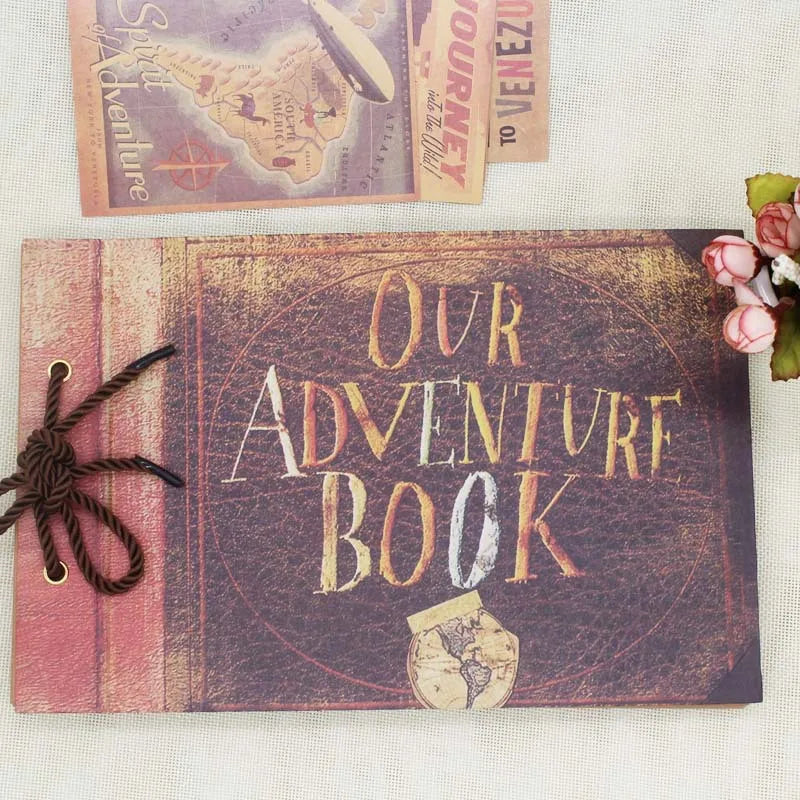 Handmade DIY Album Paste Vintage Tether Album Our Adventure Book Up Family Scrapbook Photo Album SP403