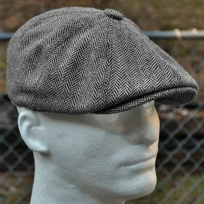 Newsboy Cap Wool Tweed Octagonal Cap For Men Grey Brown Gatsby Hat Berets Hat Cabbies Hat Headpiece Beret Hats