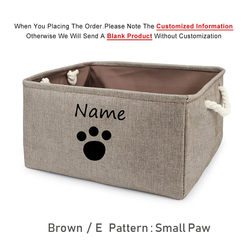 Basket Toys Dog Paw Personalized Pet Toy Storage Box For Clothes Custom Cat Product With Name Dog