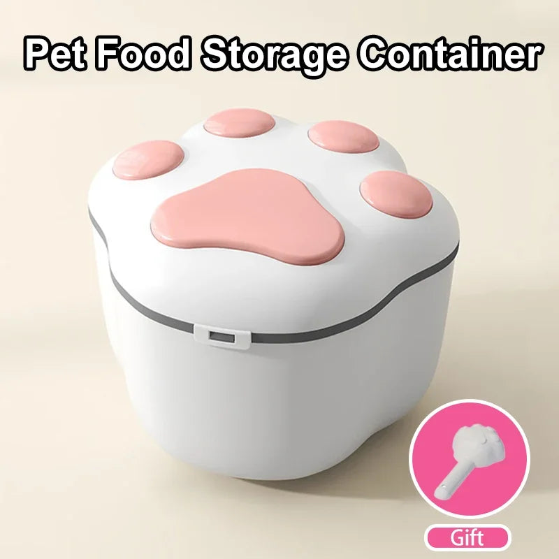 Pet Dog Cat Food Storage Container Moisture-proof Cat Dry Food Storage Bucket Plastic Storage Box Cat Food Spoon Dog Accessories