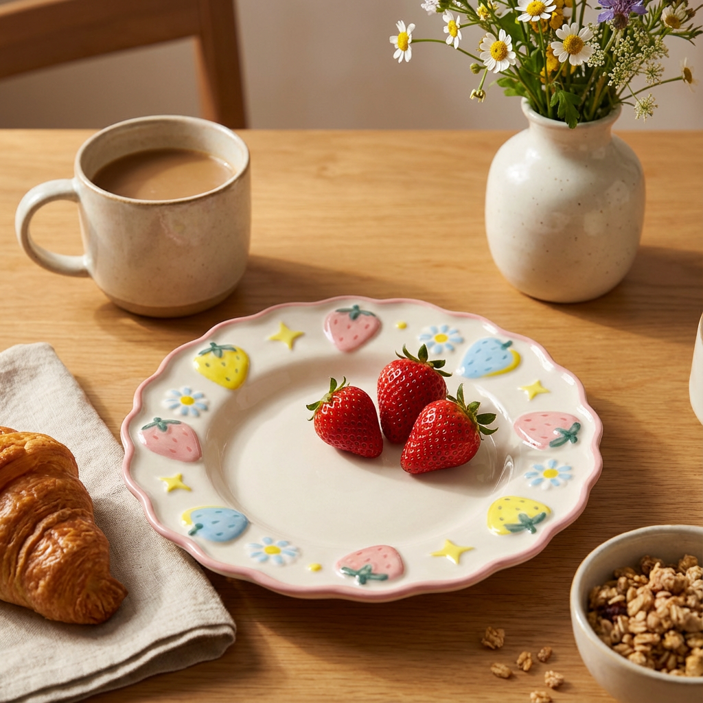 Strawberry Meadow Series – Scallop Dessert Plate