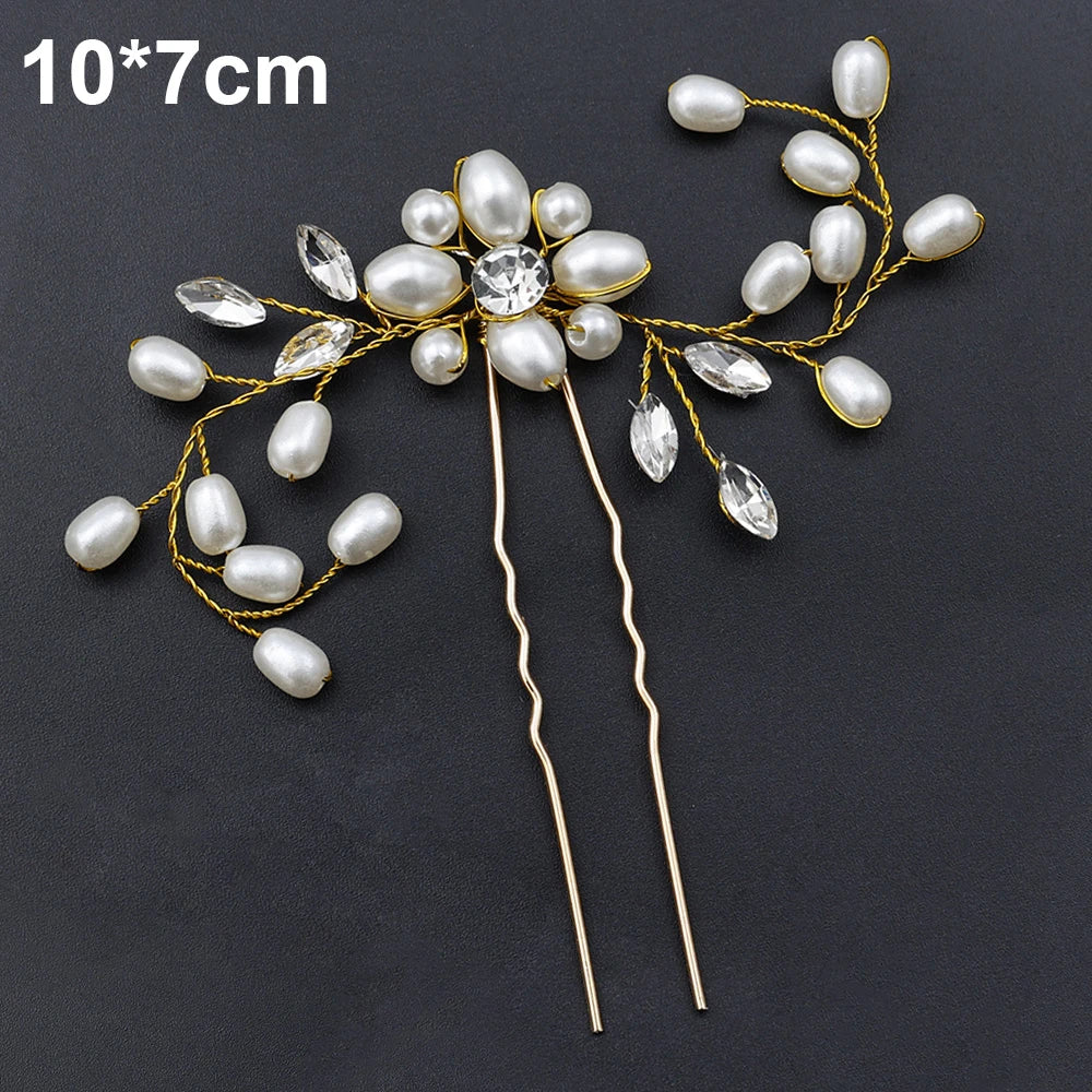 20pcs Women Flower Hairpin Stick Wedding Bridal Crystal Pearl Hairpin U Shaped Hair Clip Barrettes Hair Accessories Wholesale