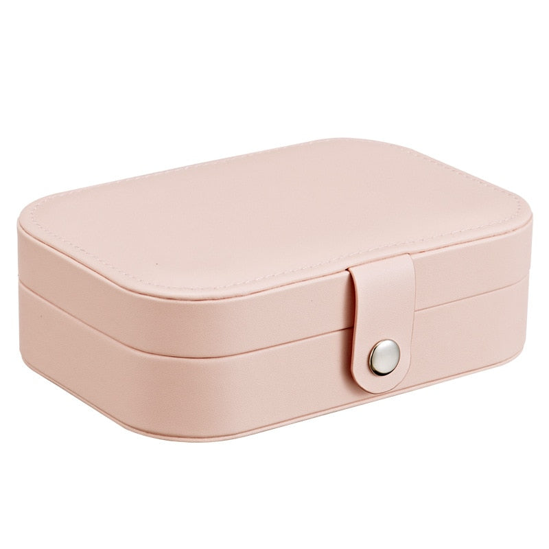 Protable Leather Jewelry Storage Box Earrings Ring Necklace Case Jewel Packaging Travel Cosmetics Beauty Organizer Container Box