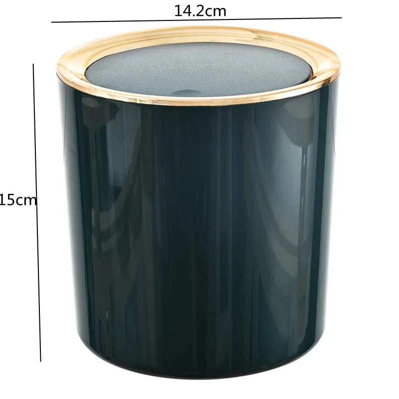 Small Round Plastic Trash Can Wastebasket Garbage Container Bin with Swing Top Lid  Garbage Bucket for Bathrooms Kitchens FU