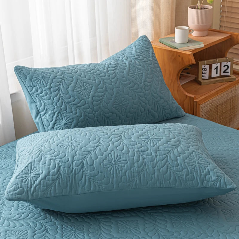 Bonenjoy 1 pc Waterproof Quilted Pillowcase Solid Color Pillow Cover Case 48x74cm Pillowsham