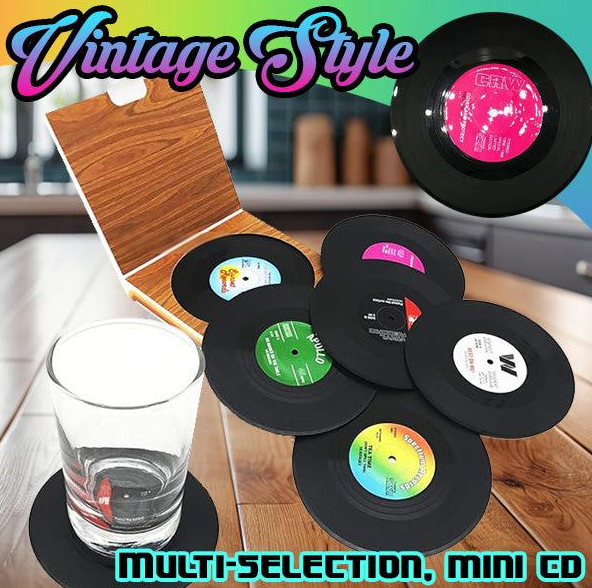 Retro CD Record Coasters Cup Mat Set (6-12PCS)