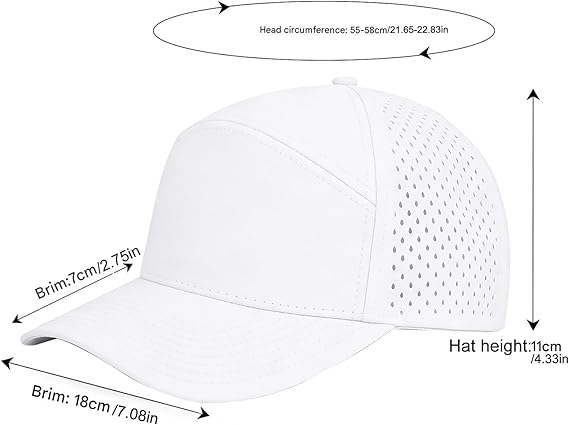 LUCKYSONG Flat Brim Adjustable Performance Hat, Performance Snapback Hats for Men Women Black