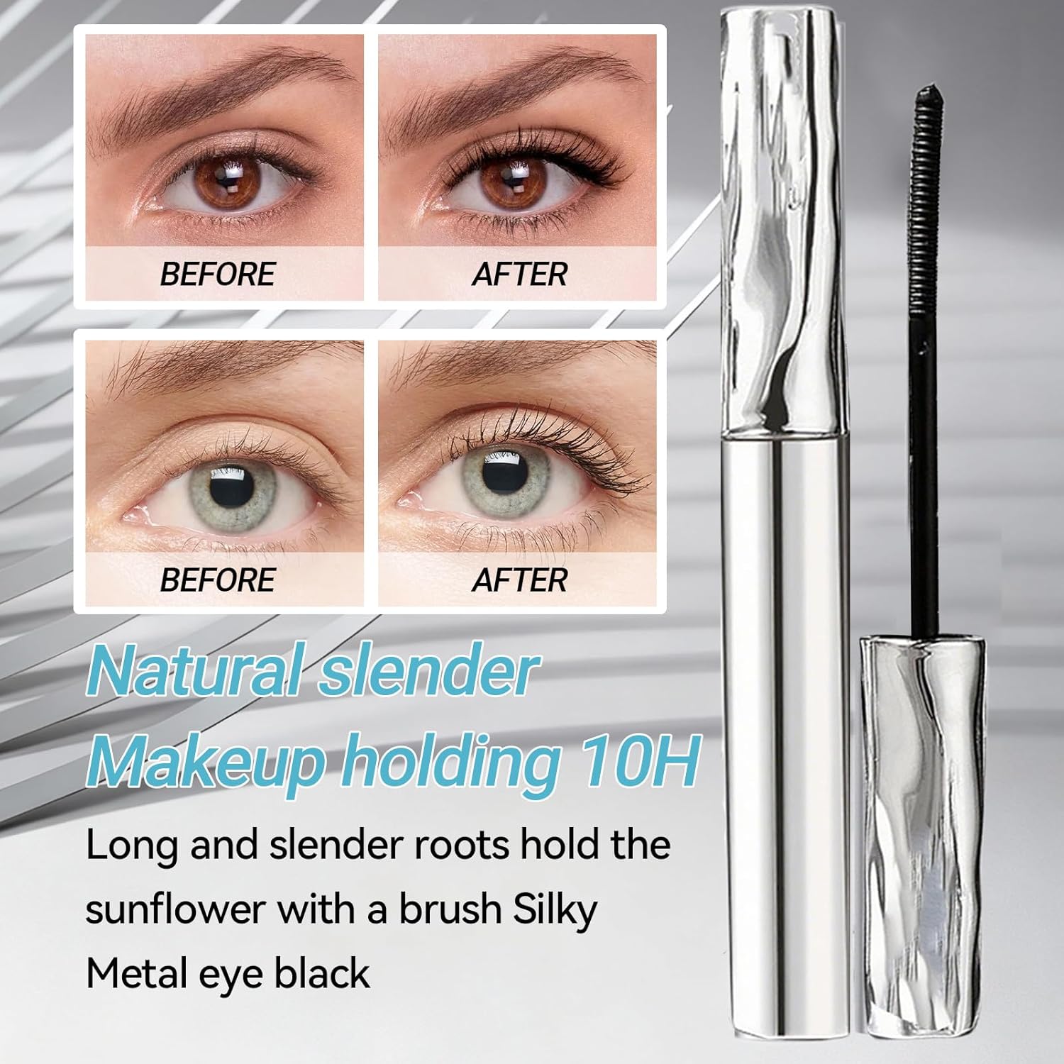 Facelove Iron Eye Mascara ab 50 Jahre, 2026 Waschbare Metal Wand Mascara, Schwarz Wasserfeste Wimperntusche 3D Super Curling, Long-Lasting Volumizing