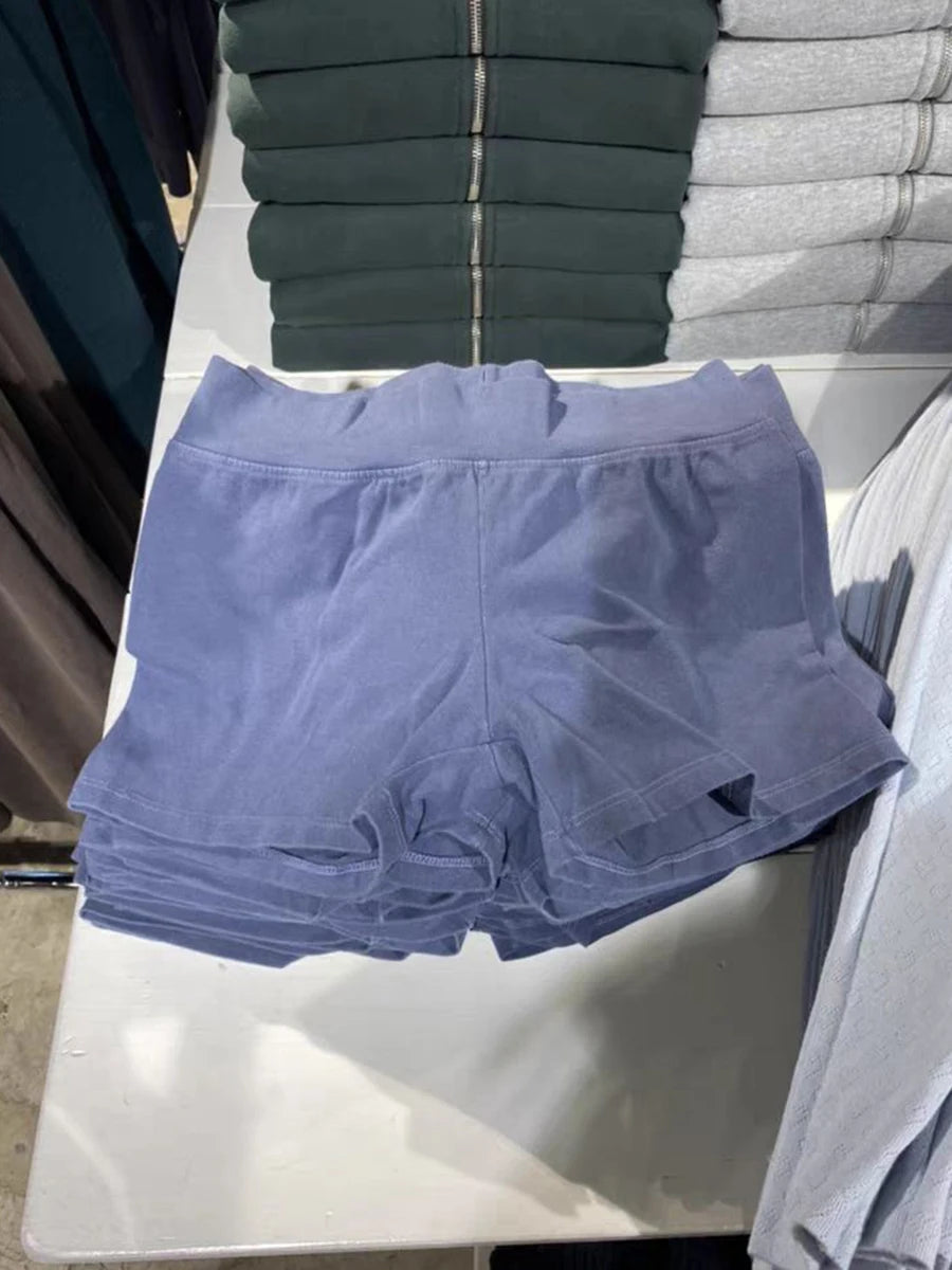 Gray Simple Sweatshort Woman Summer High Waist Slim Straight Short Pants Casual Vintage Sport Box Pants Y2k Baisc Bottom Clothes