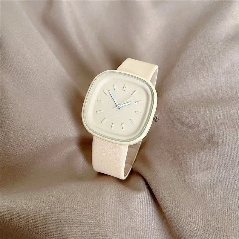 UTHAI H109 New Watch Macaron Candy Watch Women's High Beauty Quartz Watches Student Milk Tea Creative Fashion Art Watch Clock