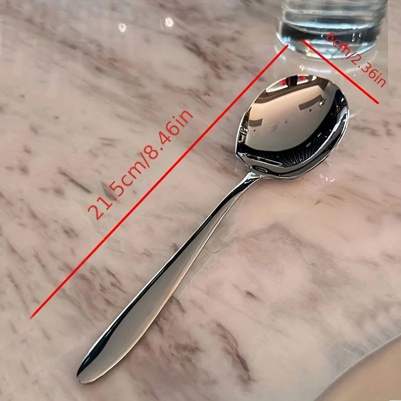 Stainless Steel Spoon, Household Long-Handled Soup Spoon, Hotel Restaurant Round-Head Deep Spoon, Dinner Spoon Tableware