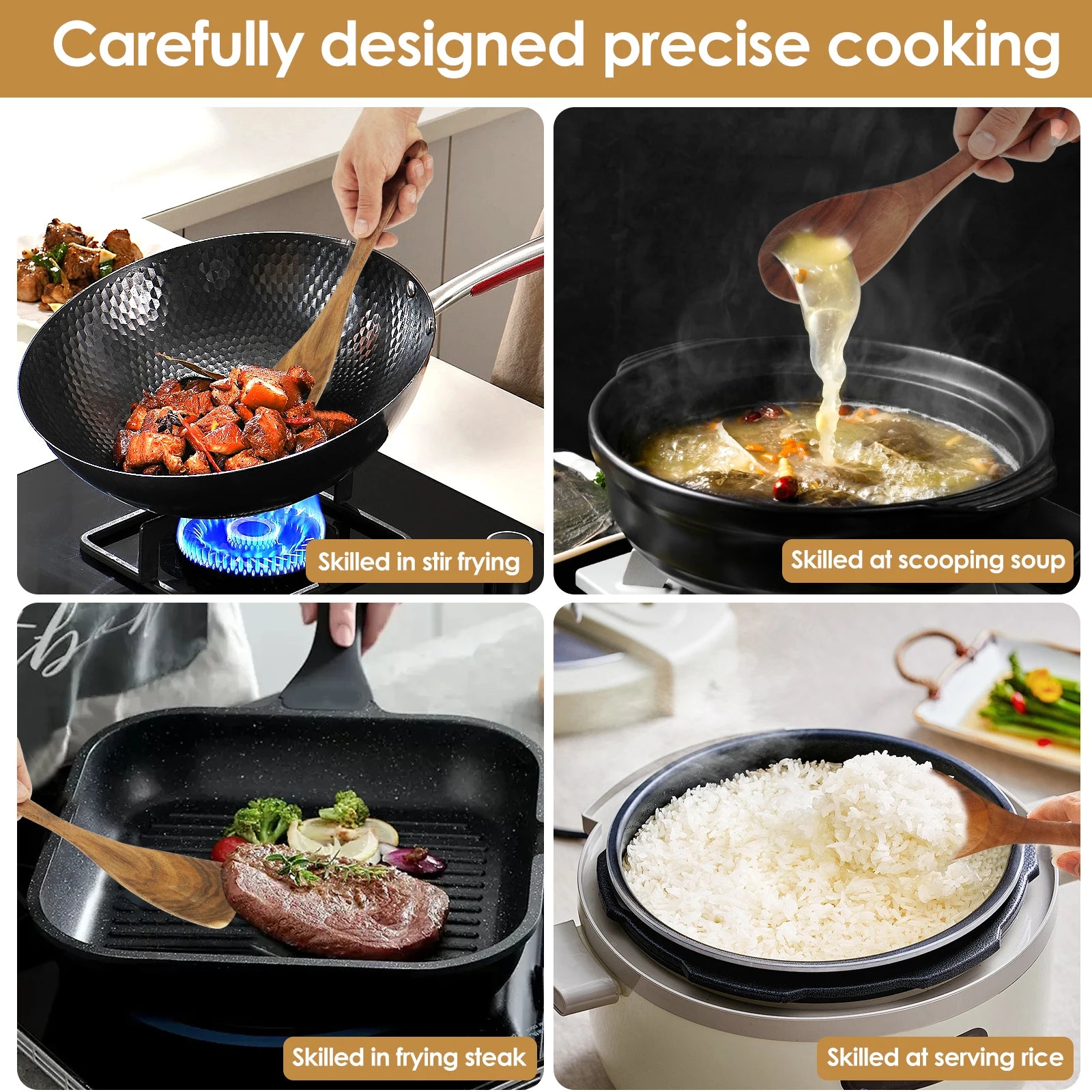 Wood Utensil Set Teak Wood Kitchen Cooking Utensil Set Kitchen Kit Practical Cookware Kit for Home Everyday Use