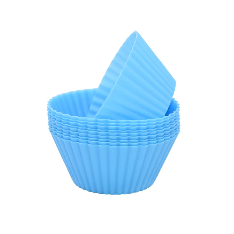 &12pcs/lot Silicone Cake Cup Round Shaped Muffin Cupcake Baking Molds Home Kitchen Cooking Supplies Cake Decorating Tools