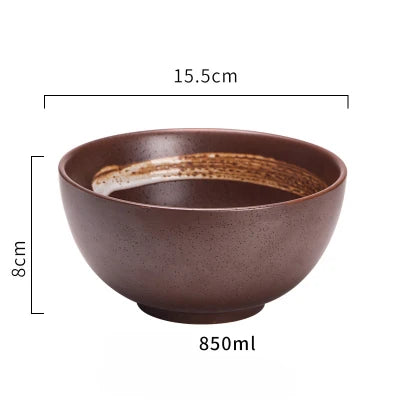 Japanese Classical Ceramic Bowls Tableware Kitchen Soup Noodle Rice Bowl Big Ramen Bowl  Spoon and Teacup