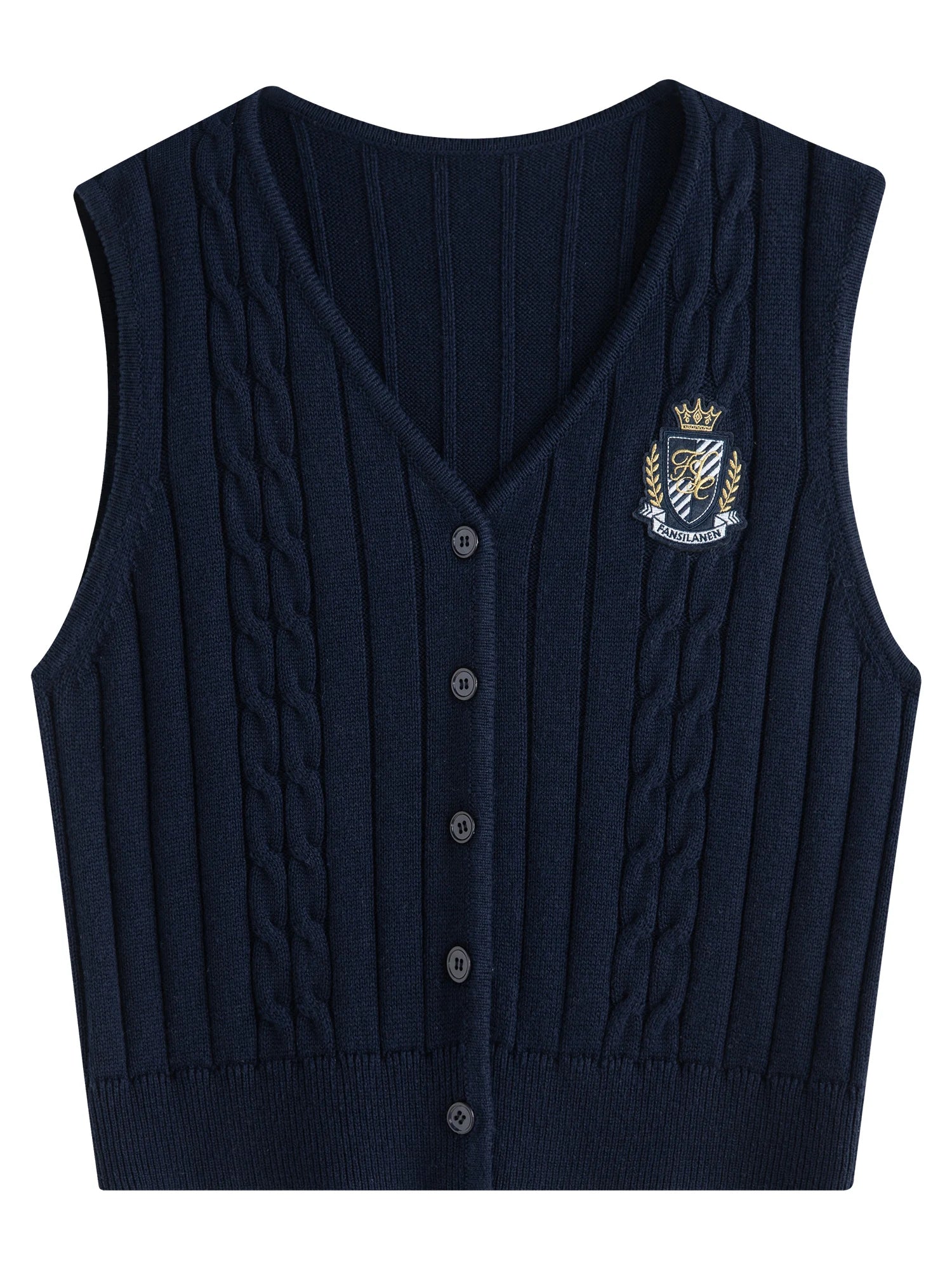 Wool Women Sweater Vest Sleeveless V-Neck Navy Blue College Style Female Autumn New Short Wool Vests