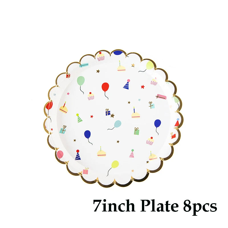 Cartoon Disposable Tableware Theme Party Paper Plate Kids Birthday Baby Shower Party Decorations Festival Tableware Supplies