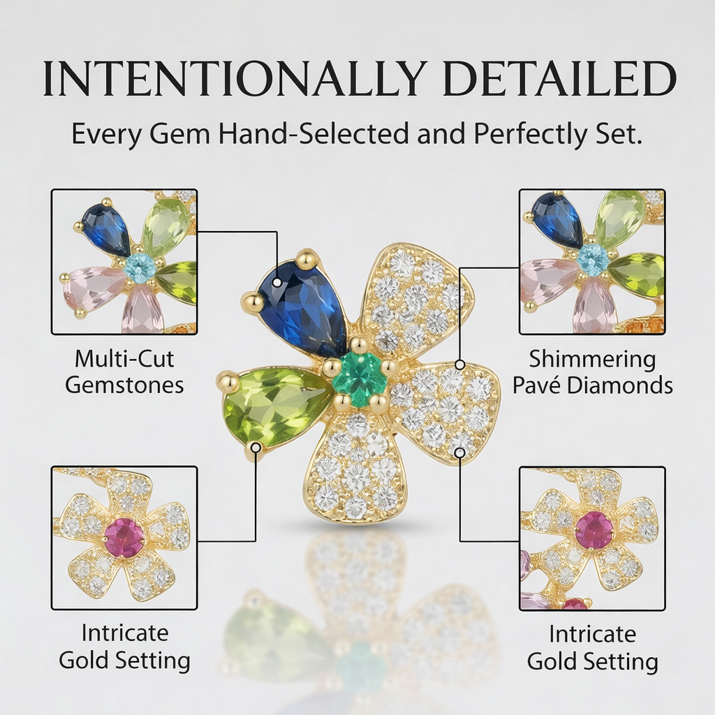 Colorful Floral Crystal Statement Earrings