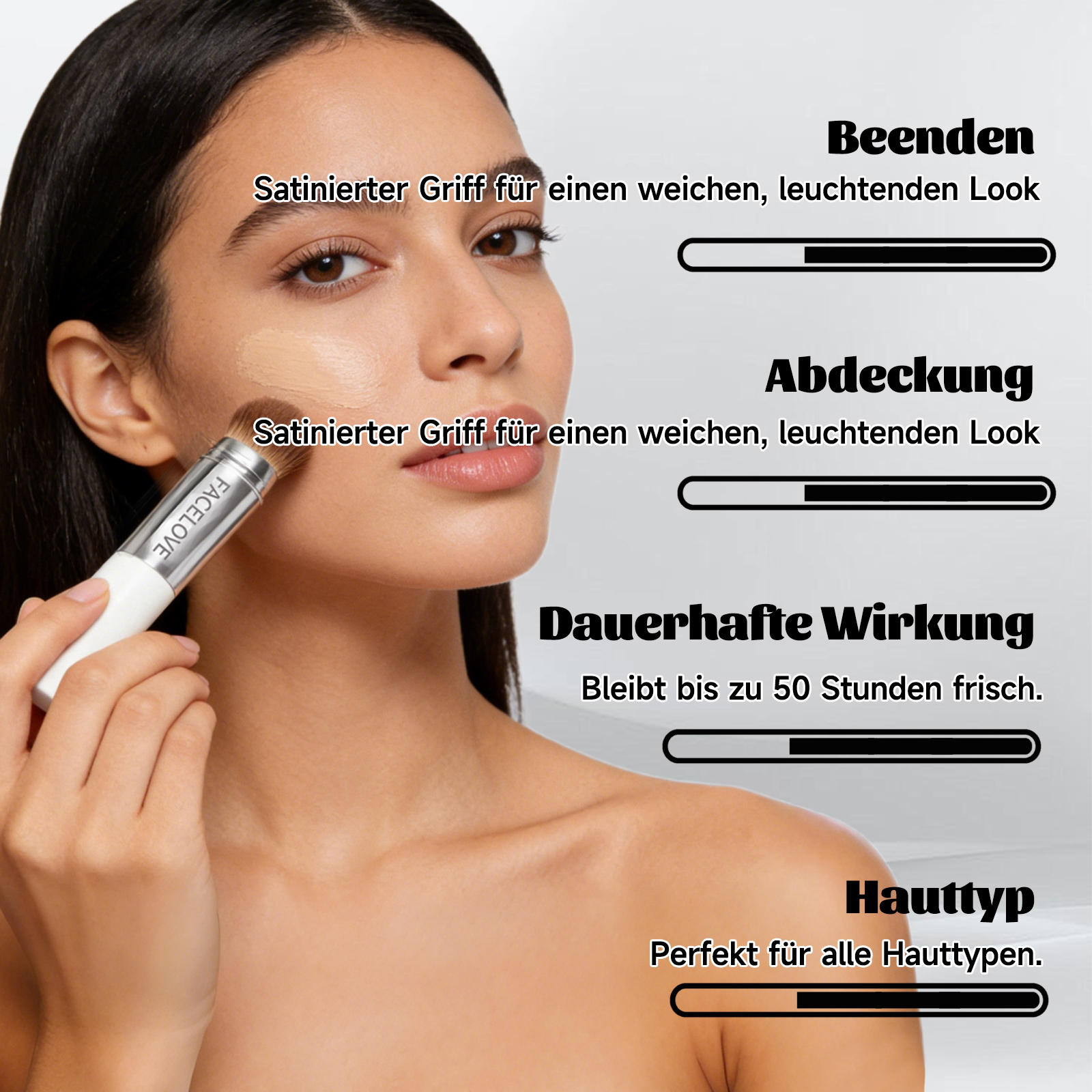 Facelove Foundation Stick mit Pinsel, 2026 Facelove Veränderbares Foundation-duo mit lsf 15, 12 Stunden Halt und Natürlicher, Feuchtigkeitsspendender, Lang Anhaltender für Alle Hauttypen