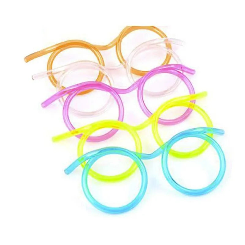 1PC Fun Soft Plastic Straw Funny Glasses Flexible Drinking Toys Party Joke Tube Tools Kids Baby Birthday Party Funny Gadgets