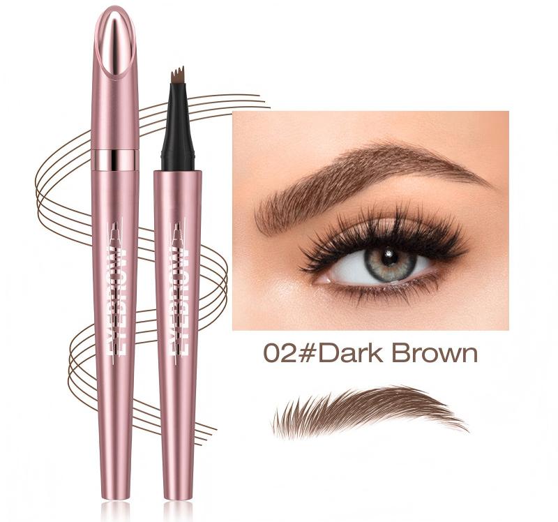 4-Tip Microblade Brow Pen - Waterproof Liquid Eyebrow Pencil for Natural Hair-Like Strokes