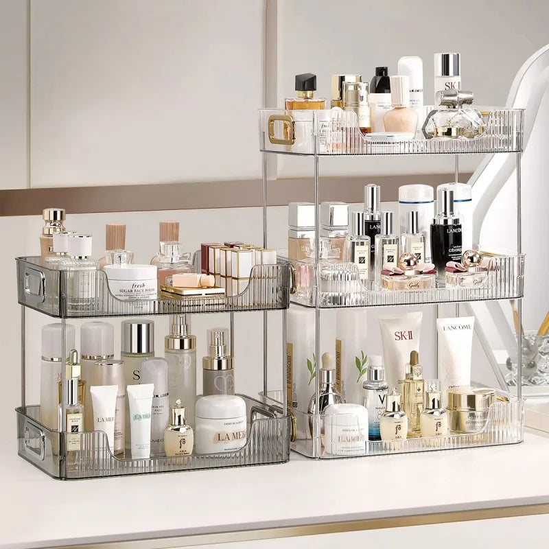 &Bathroom Organizer Shelf Acrylic Makeup Storage Rack Large Capacity Skincare Cosmetic Liptick Home Kitchen Desktop Holder