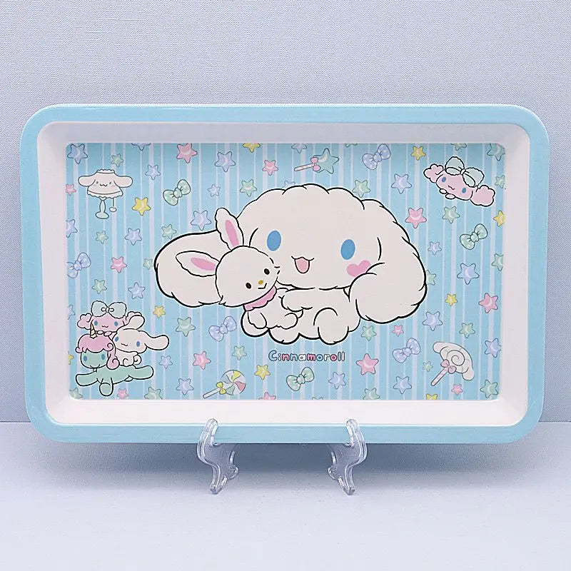 Cute Sanrio Tableware Cinnamoroll Kawaii Dormitory Student Cartoon Kitchen Set Bowl Plate Fruit Salad Storage Toys Girls